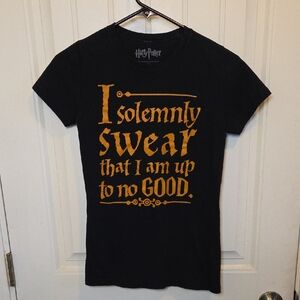 I Solemnly Swear That I Am Up To No Good Black Orange Harry Potter Tshirt